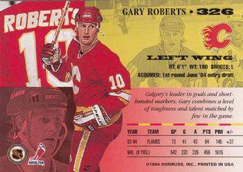 1994-95 Leaf #326 Gary Roberts Back