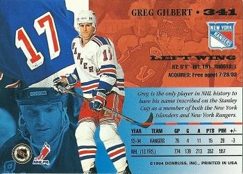 1994-95 Leaf #341 Greg Gilbert Back