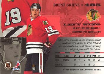 1994-95 Leaf #485 Brent Grieve Back