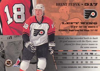 1994-95 Leaf #517 Brent Fedyk Back