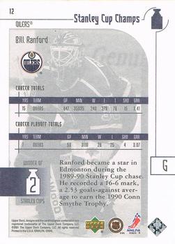 2001-02 Upper Deck Stanley Cup Champs #12 Bill Ranford Back