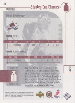 2001-02 Upper Deck Stanley Cup Champs #34 David Aebischer Back