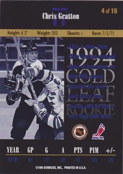 1994-95 Leaf - Gold Leaf Rookies #4 Chris Gratton Back