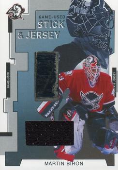 2002-03 Be a Player Between the Pipes - Game-Used Stick and Jersey #GSJ-16 Martin Biron Front