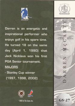 2002-03 Be a Player Signature Series - Golf #GS-27 Darren McCarty Back