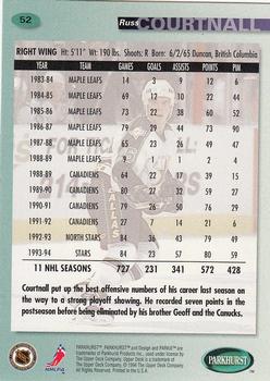 1994-95 Parkhurst #52 Russ Courtnall Back