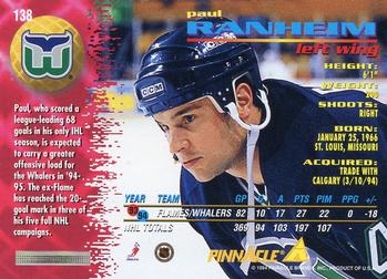 1994-95 Pinnacle #138 Paul Ranheim Back