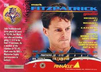 1994-95 Pinnacle #236 Mark Fitzpatrick Back