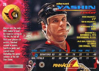 1994-95 Pinnacle #28 Alexei Yashin Back