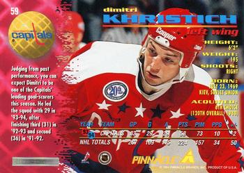 1994-95 Pinnacle #59 Dimitri Khristich Back