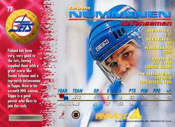 1994-95 Pinnacle #77 Teppo Numminen Back
