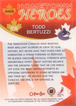 2002-03 O-Pee-Chee - Factory Set Hometown Heroes Canada #HHC6 Todd Bertuzzi Back