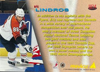 1994-95 Pinnacle - World Edition #WE14 Eric Lindros Back