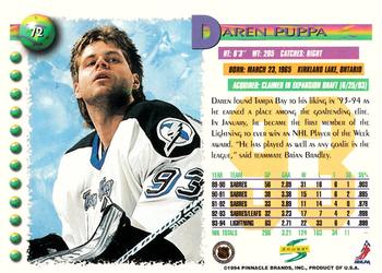1994-95 Score #72 Daren Puppa Back