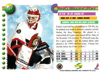 1994-95 Score #167 Craig Billington Back