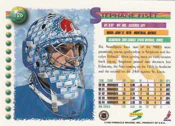 1994-95 Score #126 Stephane Fiset Back