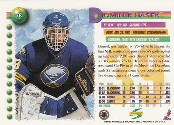 1994-95 Score #78 Dominik Hasek Back