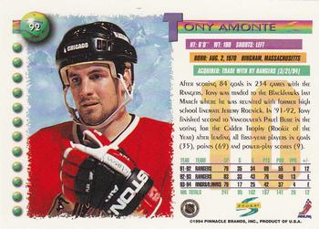 1994-95 Score #92 Tony Amonte Back