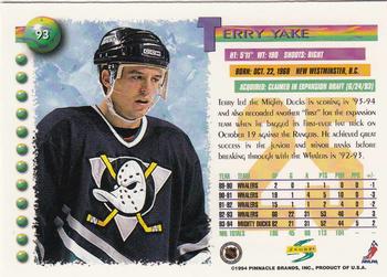 1994-95 Score #93 Terry Yake Back