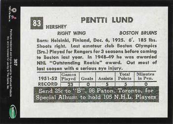 2002-03 Parkhurst - Parkie Reprints #307 Pentti Lund Back