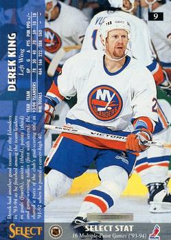 1994-95 Select #9 Derek King Back