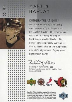 2002-03 SP Game Used - Signature Style #SS-MH Martin Havlat Back