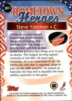 2002-03 Topps - Factory Set Hometown Heroes USA #HHU4 Steve Yzerman Back