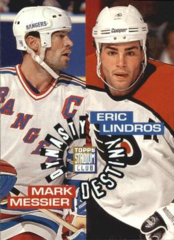 1994-95 Stadium Club - Dynasty and Destiny #2 Mark Messier / Eric Lindros Front