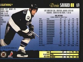 1994-95 Topps Premier #69 Denis Savard Back