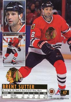 1994-95 Ultra #47 Brent Sutter Back