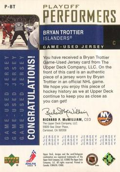 2002-03 Upper Deck Foundations - Playoff Performers Gold #P-BT Bryan Trottier Back