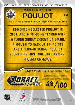 2003-04 Be a Player Memorabilia - 2003 NHL Entry Draft Redemption Exchange #22 Marc-Antoine Pouliot Back
