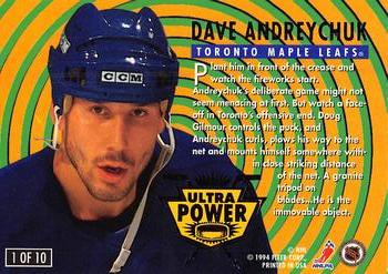 1994-95 Ultra - Ultra Power #1 Dave Andreychuk Back