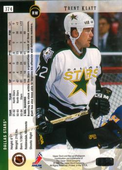 1994-95 Upper Deck #374 Trent Klatt Back