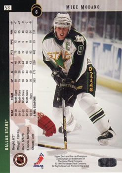 1994-95 Upper Deck #58 Mike Modano Back