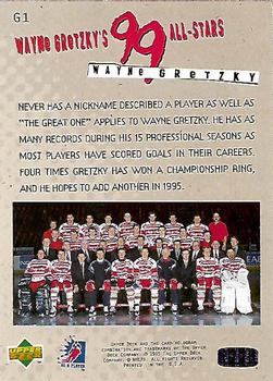 1994-95 Upper Deck Be a Player - Wayne Gretzky's 99 All-Stars #G1 Wayne Gretzky Back
