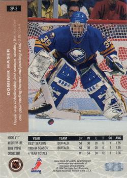 1994-95 Upper Deck - SP #SP-8 Dominik Hasek Back