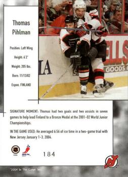 2003-04 In The Game Used Signature Series - Gold #184 Tuomas Pihlman Back