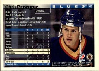 1995-96 Bowman #62 Chris Pronger Back