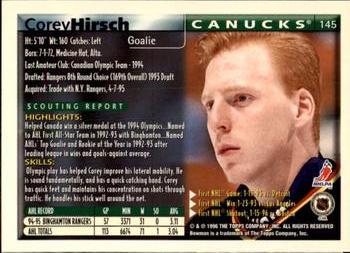 1995-96 Bowman #145 Corey Hirsch Back