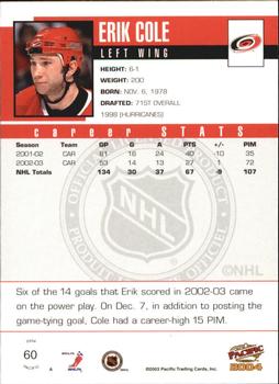 2003-04 Pacific - Red #60 Erik Cole Back