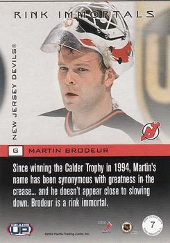 2003-04 Pacific Heads Up - Rink Immortals #7 Martin Brodeur Back