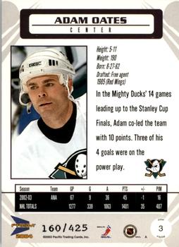 2003-04 Pacific Prism - Gold #3 Adam Oates Back