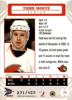 2003-04 Pacific Prism - Gold #75 Todd White Back