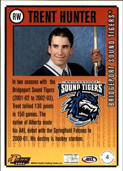 2003-04 Pacific Prospects AHL - Destined for Greatness #4 Trent Hunter Back