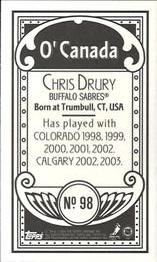 2003-04 Topps C55 - Minis O' Canada Back #98 Chris Drury Back