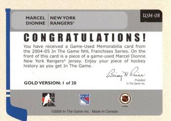 2004-05 In The Game Franchises Update - Memorabilia Gold #USM8 Marcel Dionne Back