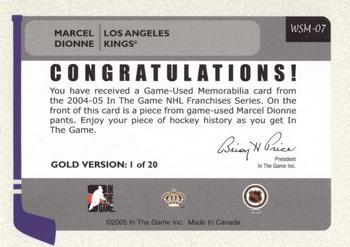2004-05 In The Game Franchises US West - Memorabilia Gold #WSM-07 Marcel Dionne Back
