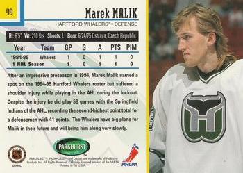 1995-96 Parkhurst International #99 Marek Malik Back