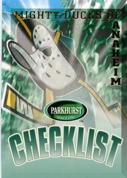 1995-96 Parkhurst International #279 Mighty Ducks Checklist Front